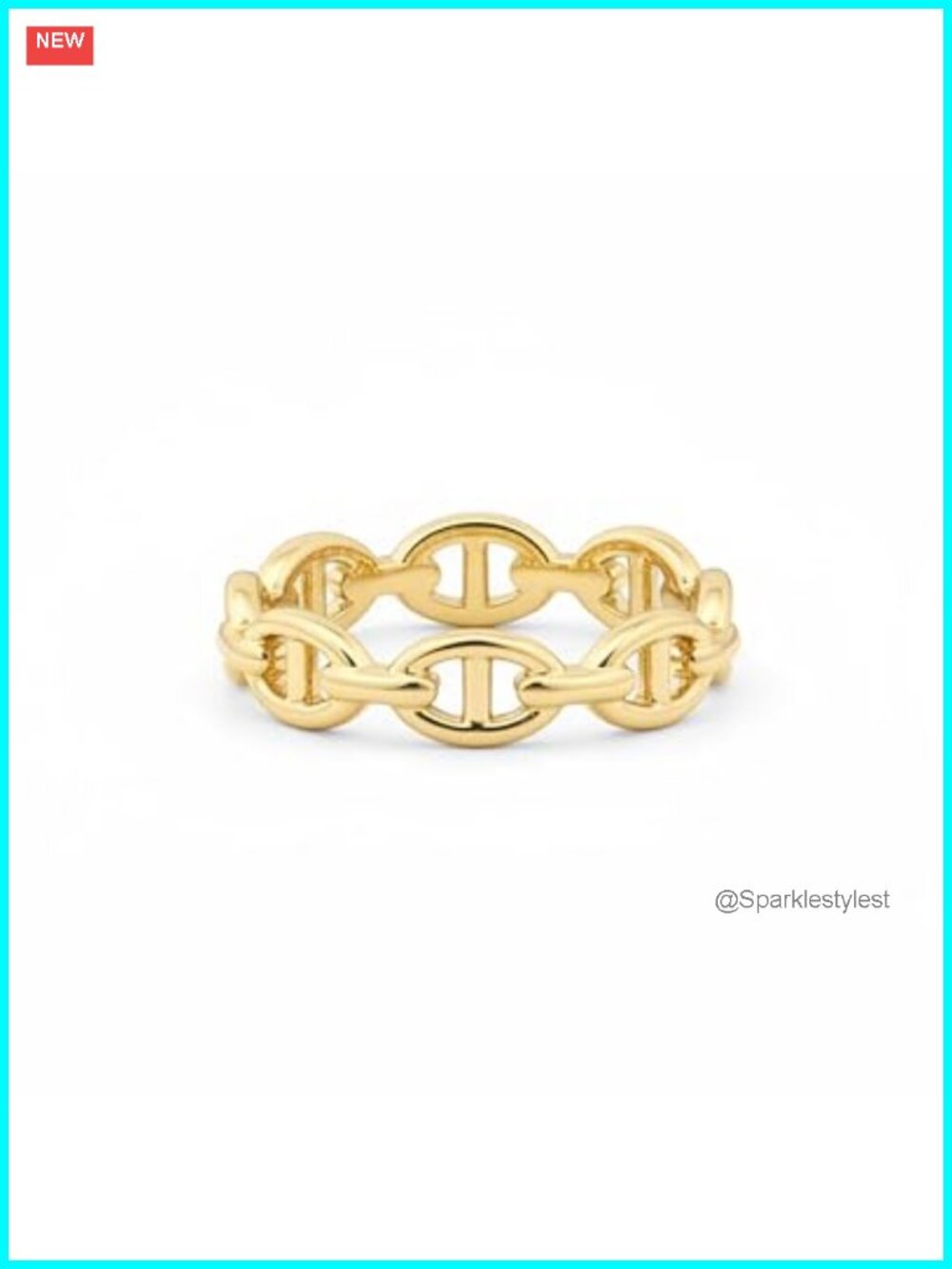 14K Gold Plated Waterproof Link Chain Ring Stacking Band